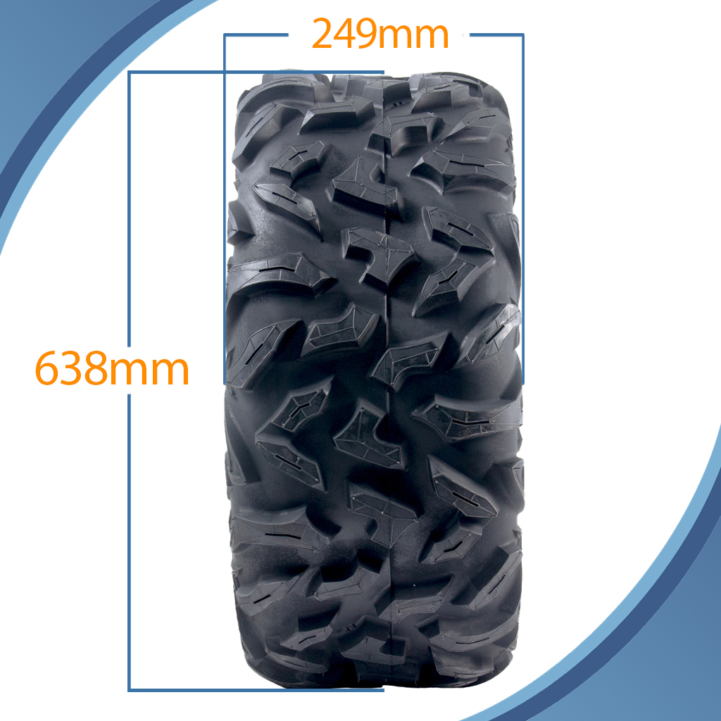 25x10.00R12 6ply OBOR Vulture tyre pattern with dimensions