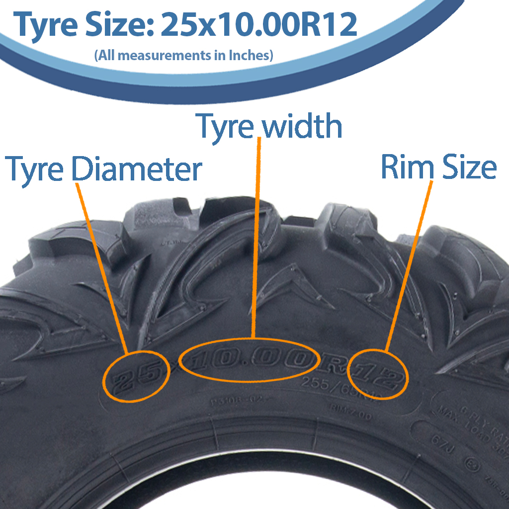 25x10.00R12 6ply OBOR Vulture tyre size with text