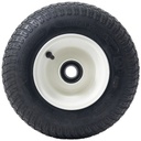 13x5.00-6 4ply P332 grass tyre on White 25x80mm ball bearing rim + cap side view