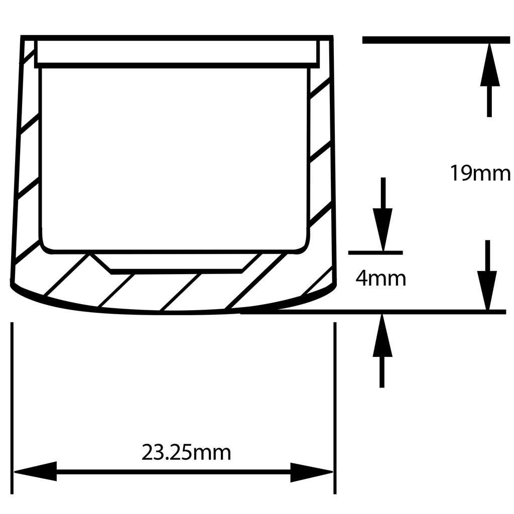Plastic ferrule 3/4" (19mm) Drawing with Dimensions