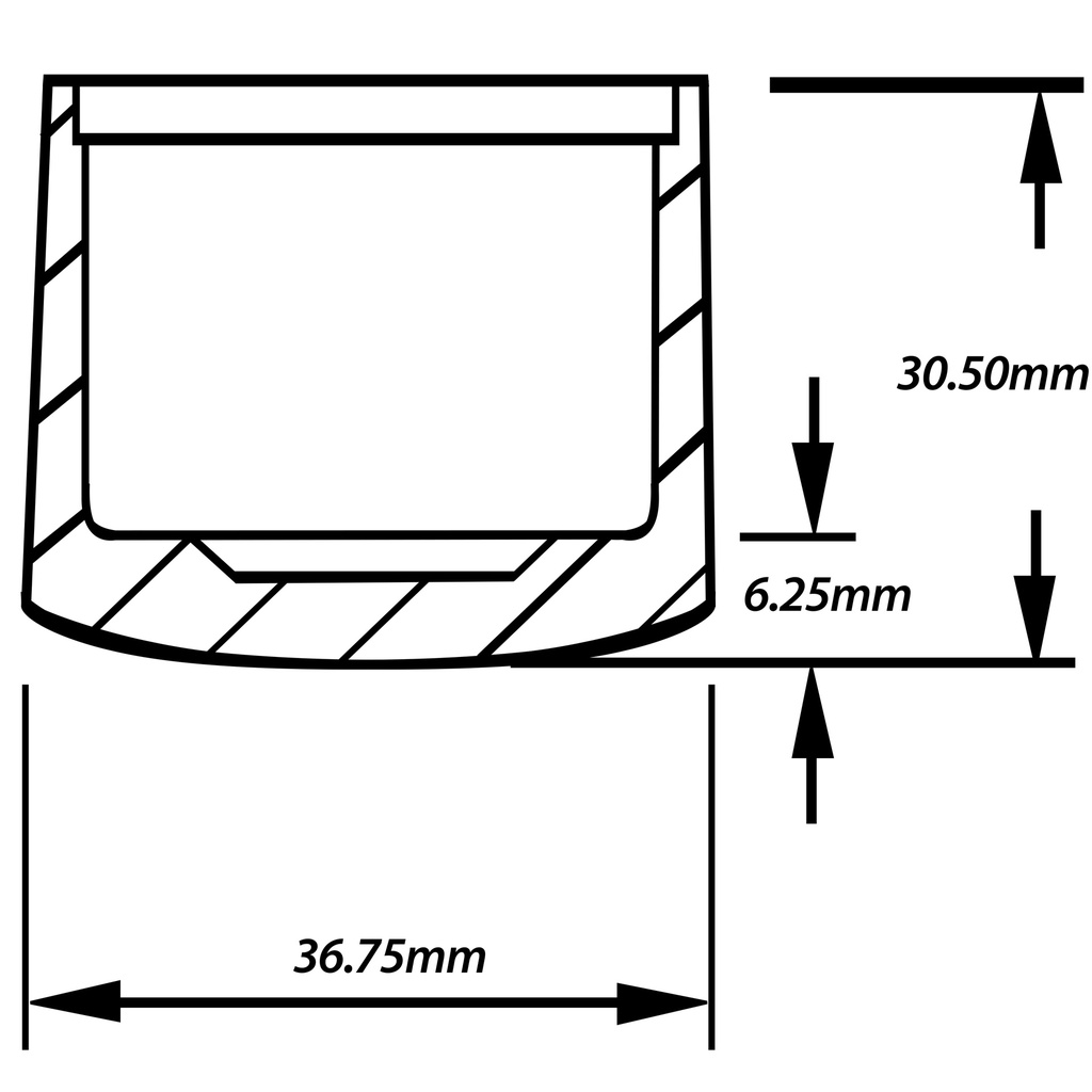 Plastic ferrule 1¼” (31.7mm) Drawing with Dimensions