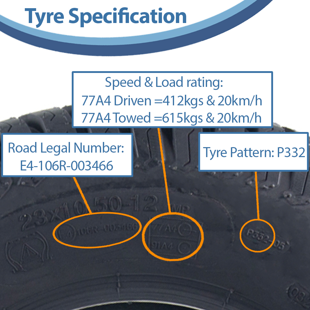 23x10.50-12 4pr Journey P332 Grass tyre specification