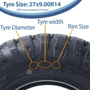 27x9.00R14 (225/70R14) 8ply OBOR Terrarex Tyre TL, 18psi, 49M,185kg size with text