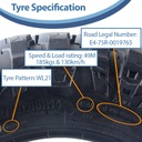 27x9.00R14 (225/70R14) 8ply OBOR Terrarex Tyre TL, 18psi, 49M,185kg specification