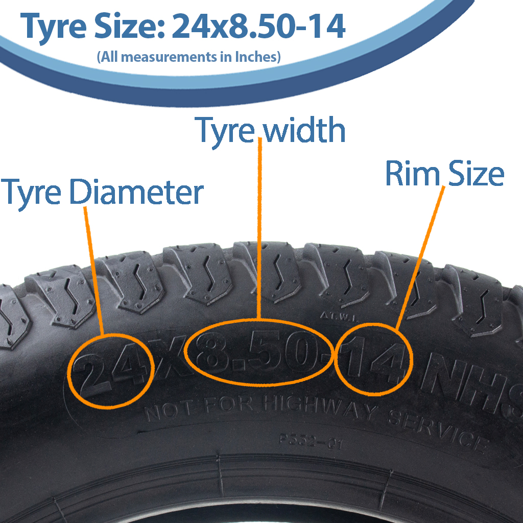 24x8.50-14 4pr Journey P332 grass tyre size with text