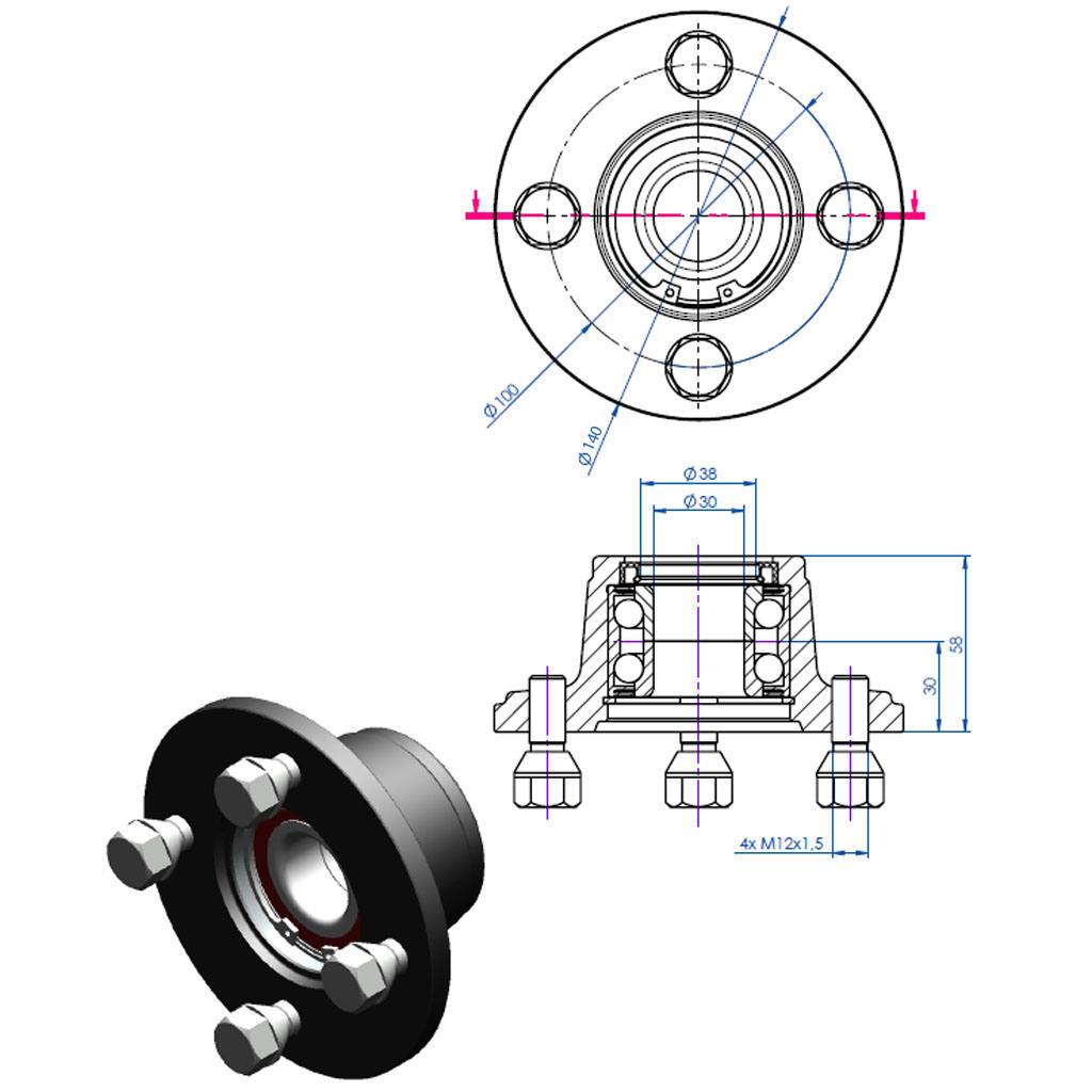 Hub Drawing with dimensions ALKO