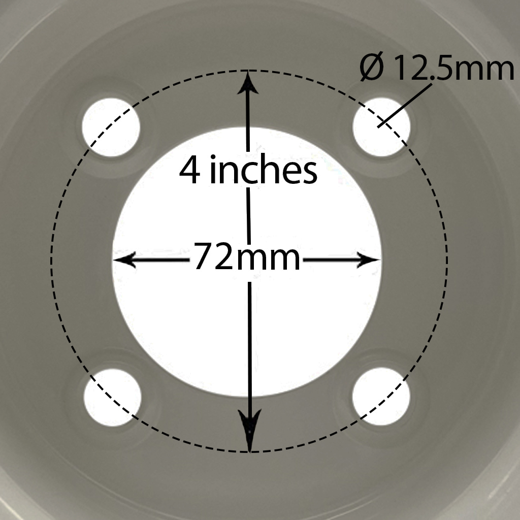 7.00x8 Wheel rim 4/101.6/72 silver (for golf buggy) centre with dimensions