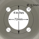 7.00x8 Wheel rim 4/101.6/72 silver (for golf buggy) centre with dimensions