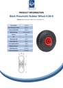 4.00x4 4ply Pneumatic wheel plastic rim 25x75mm roller bearing 185kg - Spec sheet