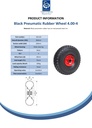 4.00x4 4ply red steel pneumatic wheel 20x75mm roller bearing 185kg - Spec sheet