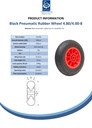 4.80/4.00x8 4ply Pneumatic wheel plastic rim 25.4x75mm plain bearing 200kg - Spec sheet