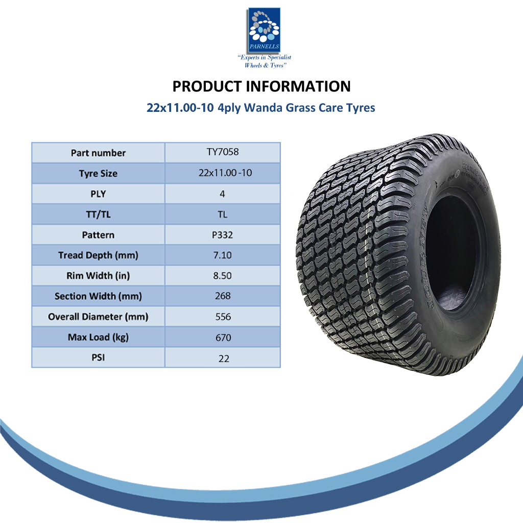 22x11.00-10 4pr Journey P332 grass tyre spec sheet