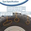 16x7.50-8 4ply P332 GRASS on 25BB RIM specification