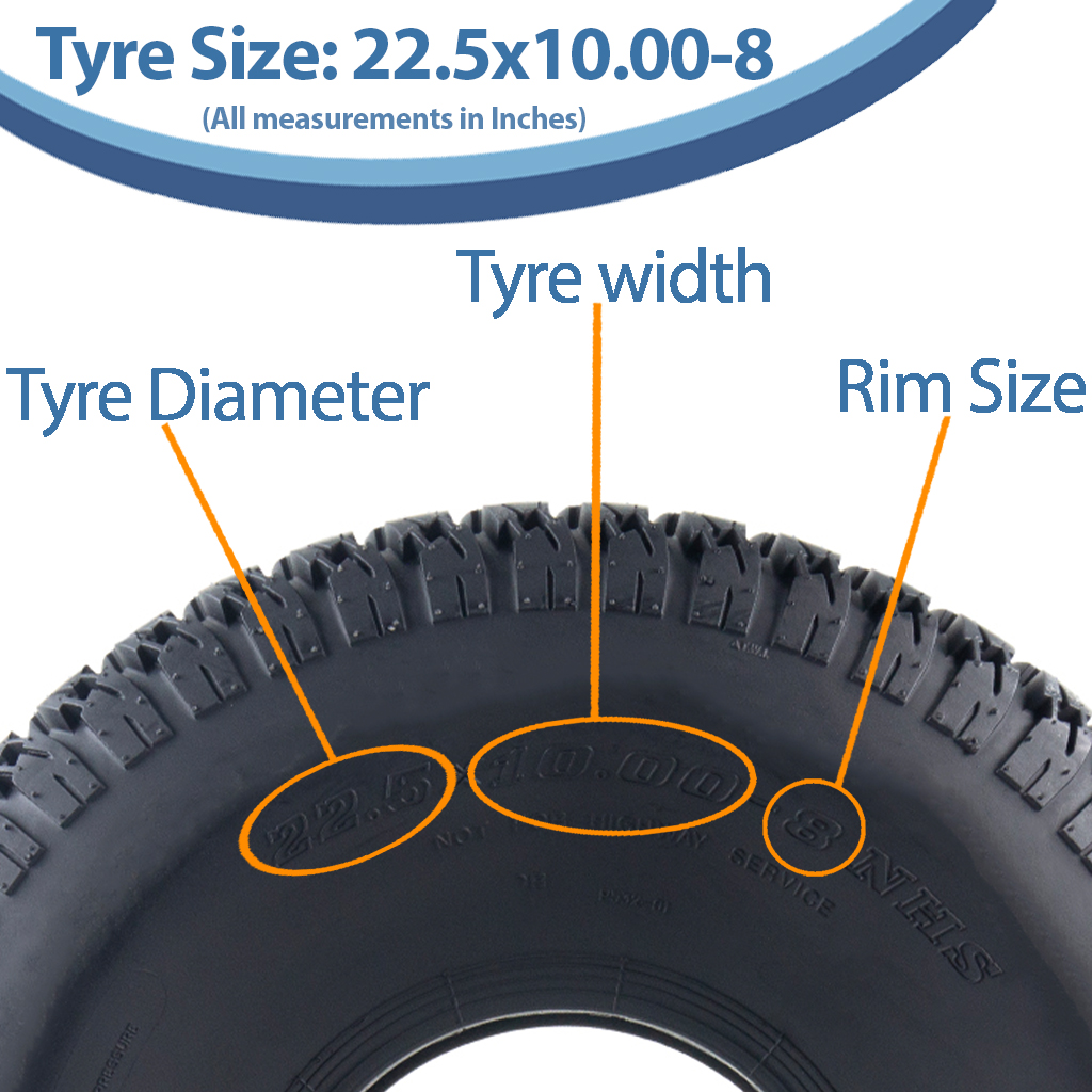 22.5x10.00-8 4pr Journey P532 grass tyre size with text
