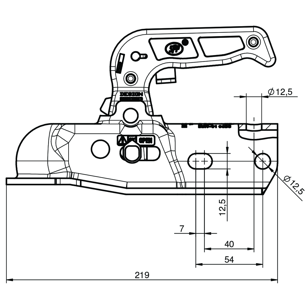 SPP 2300kg Pressed steel hitch & adaptors for 35/40/45/50mm round drawbar