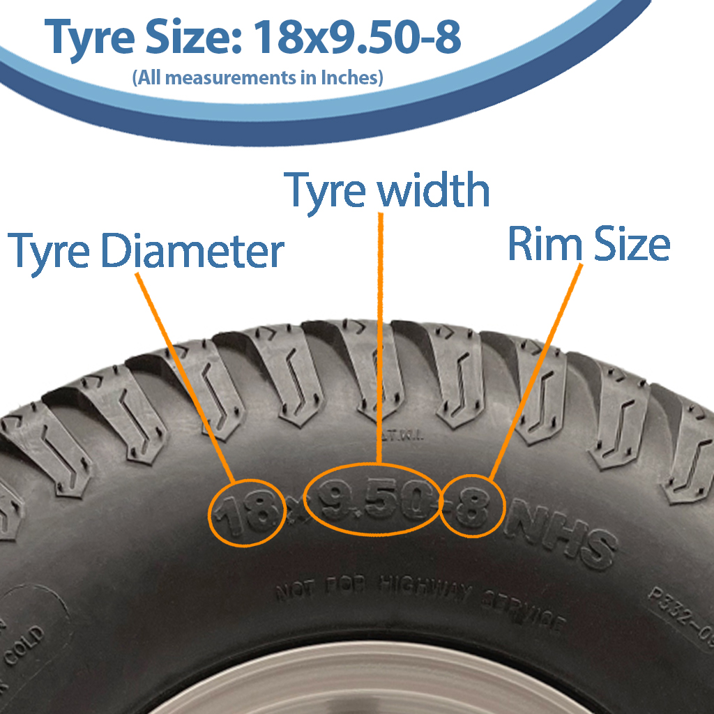 18x9.50-8 6pr P332 Grass tyre size with text