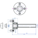 Hub & Stub axle 4/4" M10 STUD 35x35mm drawing with dimensions