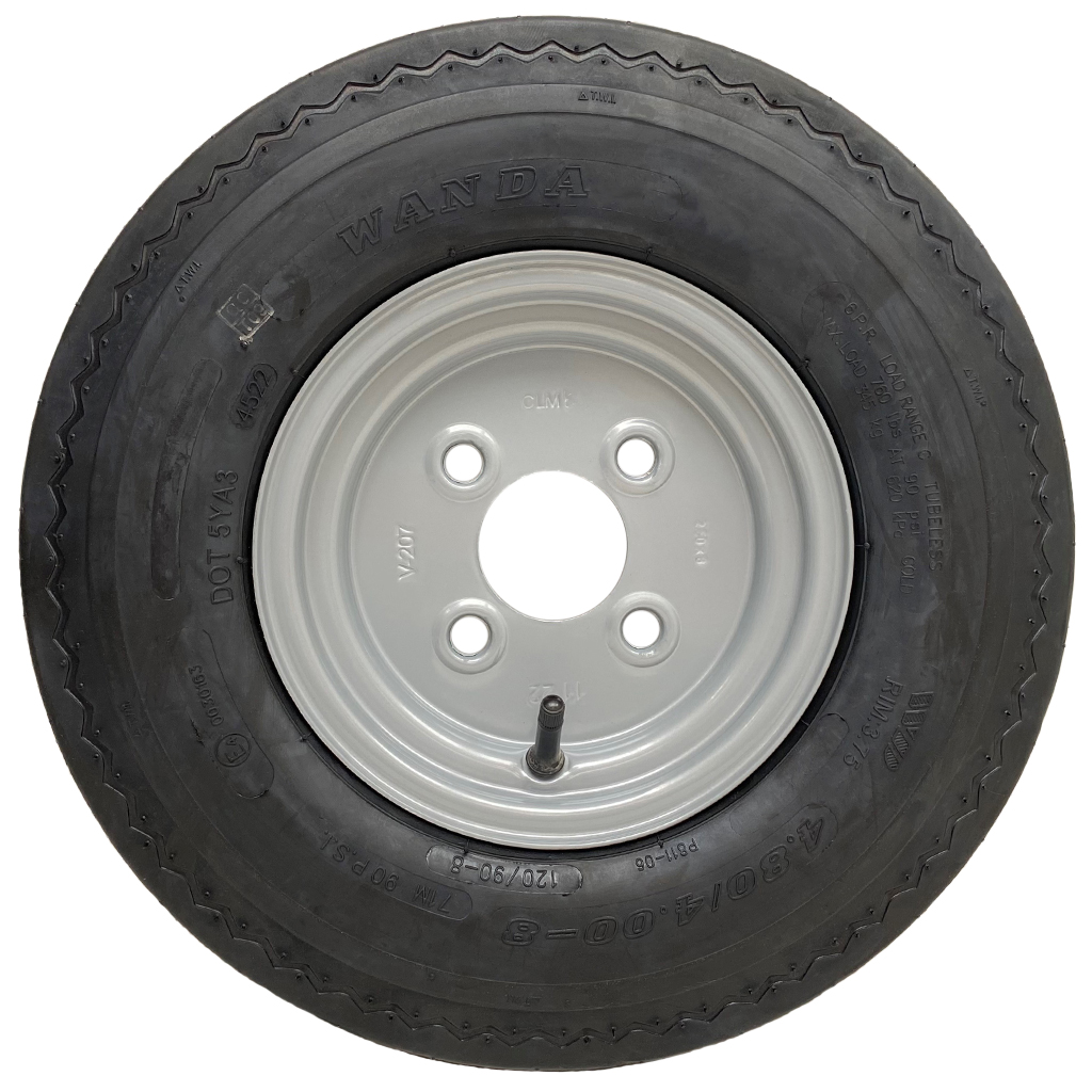 4.80/4.00-8 (120/90-8) 6ply Journey trailer wheel & tyre assembly 4/100/60 side view