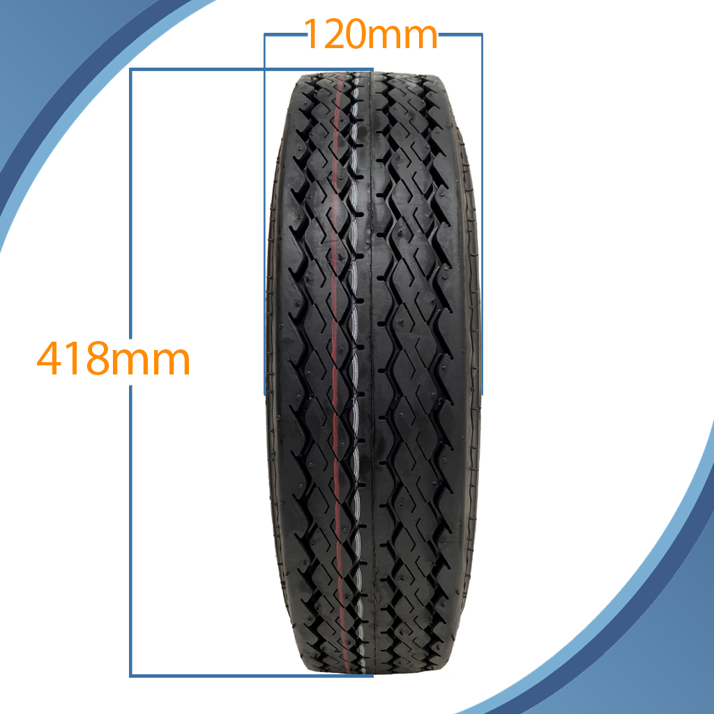 4.80/4.00-8 (120/90-8) 6ply Journey trailer wheel & tyre pattern with dimensions