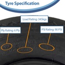4.80/4.00-8 (120/90-8) 6ply Journey trailer wheel & tyre assembly 4/100/60 stats with text boxes