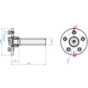 Hub & Stub axle 5/140 M14stud 50x50mm Drawing with Dimensions
