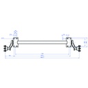 750kg Suspension beam axle - 4/100 hubs 1145mm holes Top view