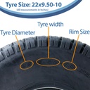 22x9.50-10 4pr Journey P532 grass tyre size with text