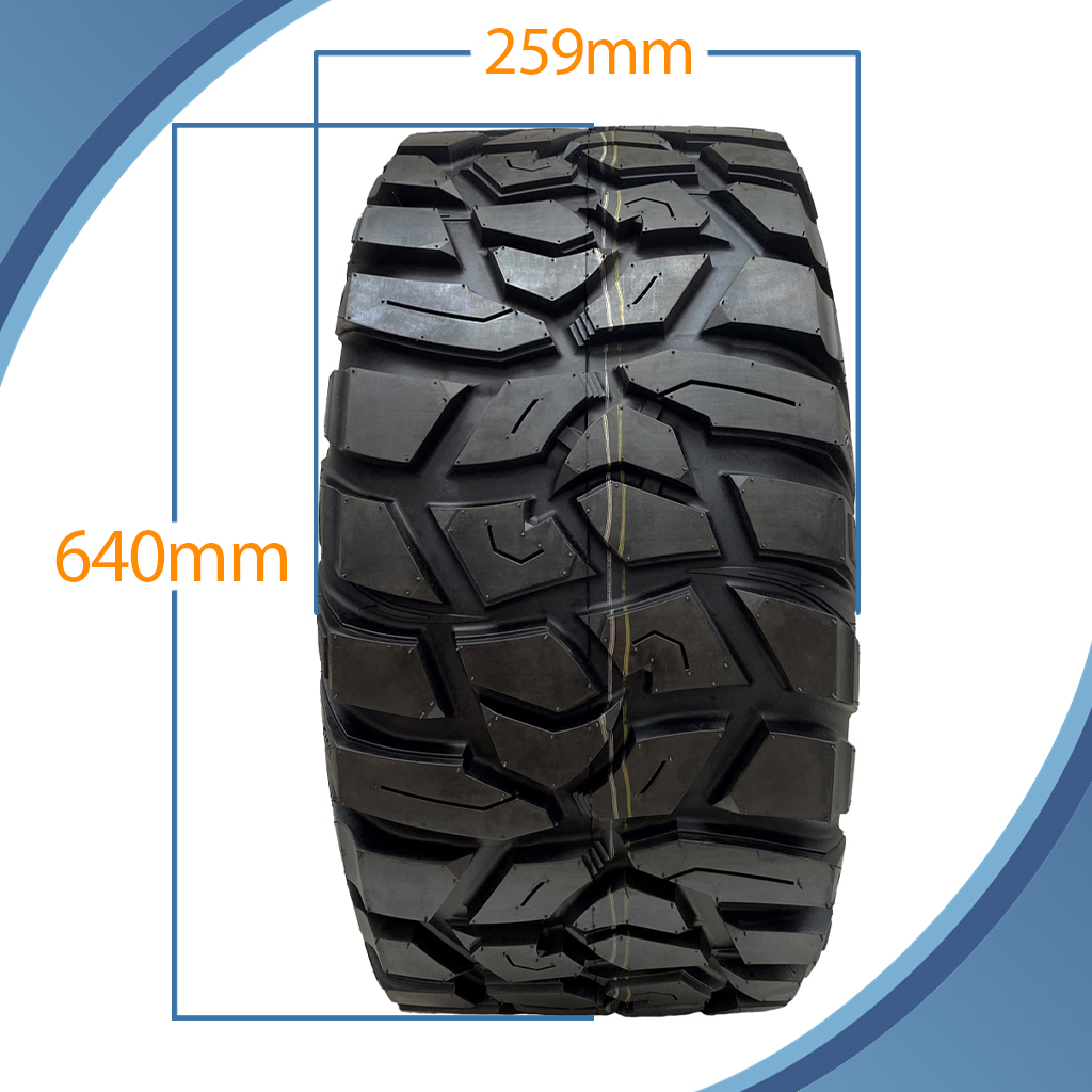 25x10.00R12 (255/65R12) 8ply OBOR Antelope ATV Tyre TL, 24psi, 73N, 365kg pattern with dimensions