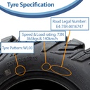 25x10.00R12 (255/65R12) 8ply OBOR Antelope ATV Tyre TL, 24psi, 73N, 365kg specification