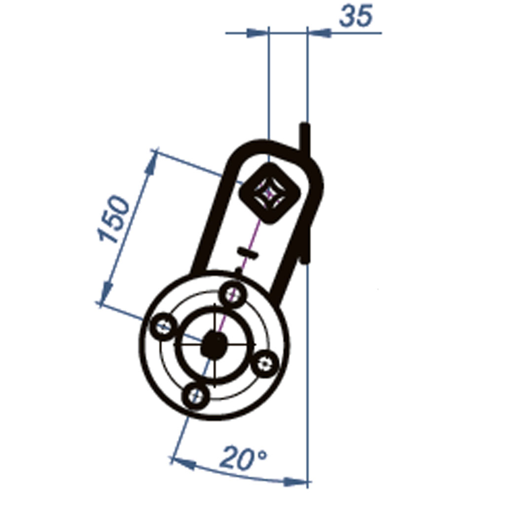 750kg Suspension Units, with 4/100 hubs fitted (pair) Side view Drawing with Dimensions