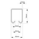 Overhead Track 42x54mm (per 3 metre length) - Dimensions
