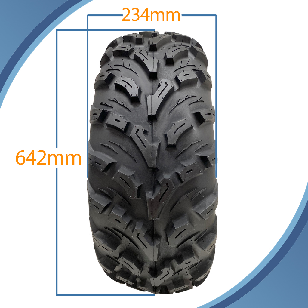 25x10.00-12 (255/65-12) 4ply OBOR Pinacle Tyre TL, 10psi, 67K, 307kg pattern with dimensions
