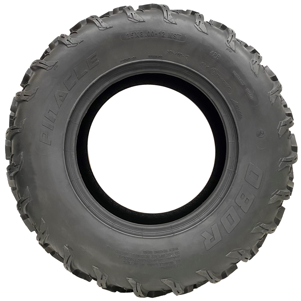 25x8.00-12 (205/80-12) 4ply OBOR Pinacle Tyre TL, 10psi, 61K, 257kg side view