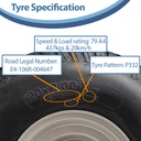 20x8.00-8 grass tyre on rim 4/4" specification