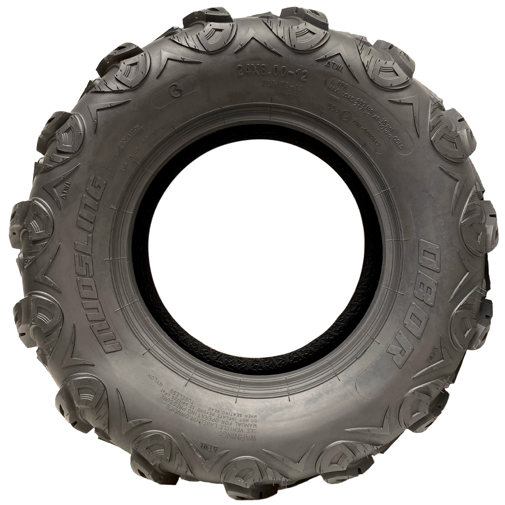 24x8.00-12 (205/75-12) 8ply OBOR Mudsling ATV Tyre TL, 16psi, 55J, 217kg side view