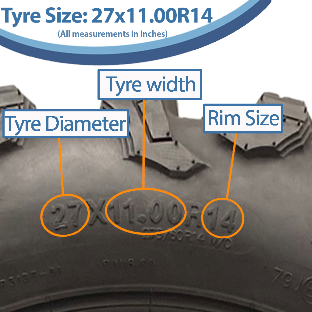 27x11.00R14 (275/60R14) 8ply OBOR Outslope Tyre TL, 24psi, 79J, 437kg size with text