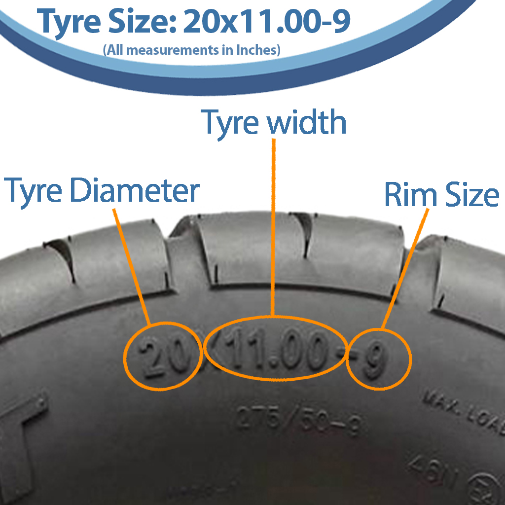 20x11.00-9 (275/50-9) 6ply OBOR Beast Tyre size with text