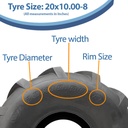 20x10.00-8 4pr Journey P328 Open centre tyre size with text