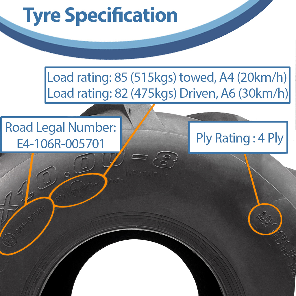 20x10.00-8 4pr Journey P328 Open centre tyre specification