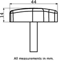 M8x50 thermoplastic lobe knob (Zinc thread) - Dimensions