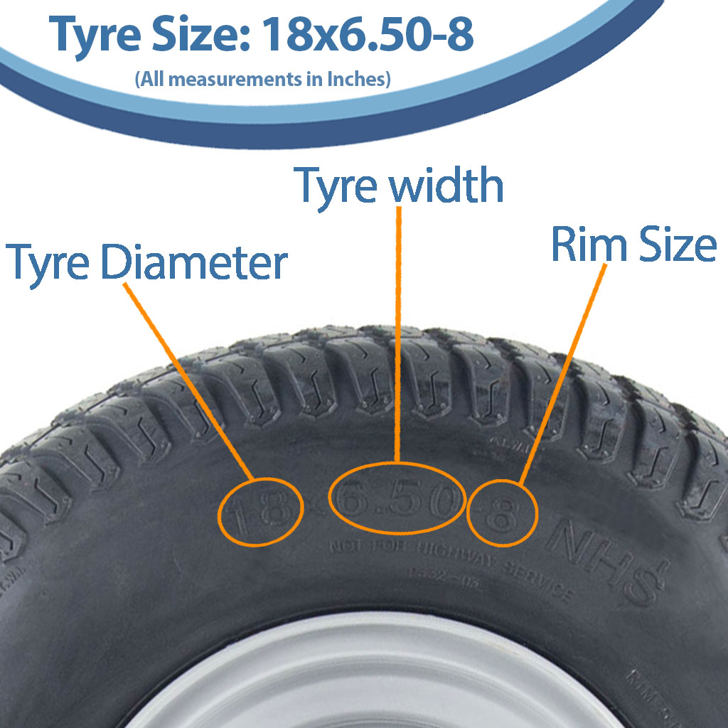 18x6.50-8 4pr Journey P332 Grass tyre on 4/4" rim size with text