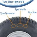 18x6.50-8 4pr Journey P332 Grass tyre on 4/4" rim size with text