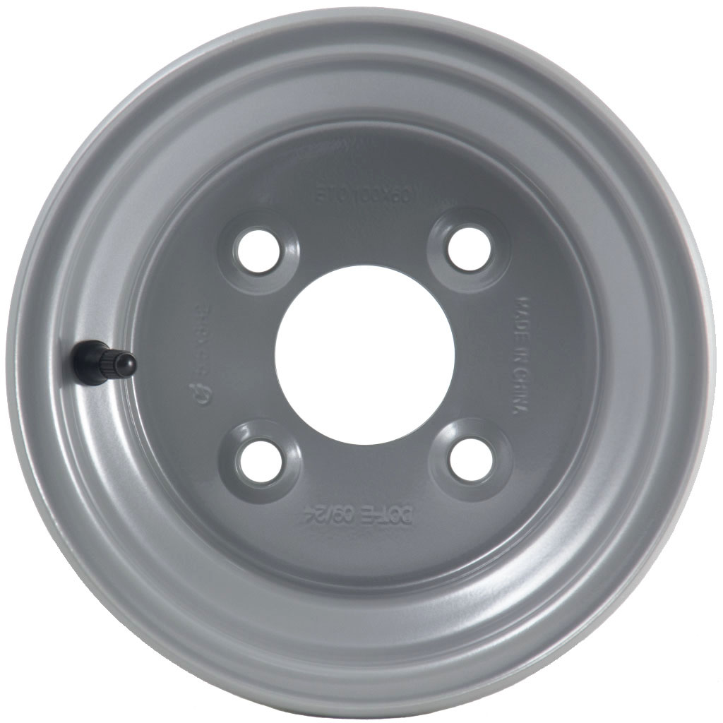 5.50x8 4/100/60 silver wheel rim front view