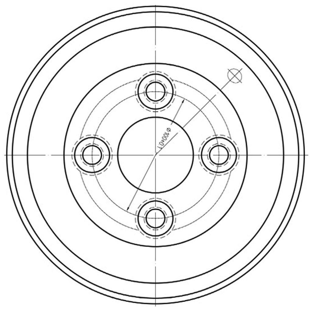 5.50x8 4/100/60 silver wheel rim drawing with dimensions plan view