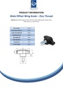 M6x30 thermoplastic wing knob (Zinc thread) - Spec sheet