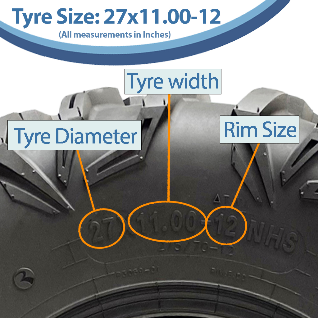 27x11.00-12 (275/70-12) 8ply OBOR Cypress Tyre TL, 20psi, 76J, 400kg size with text