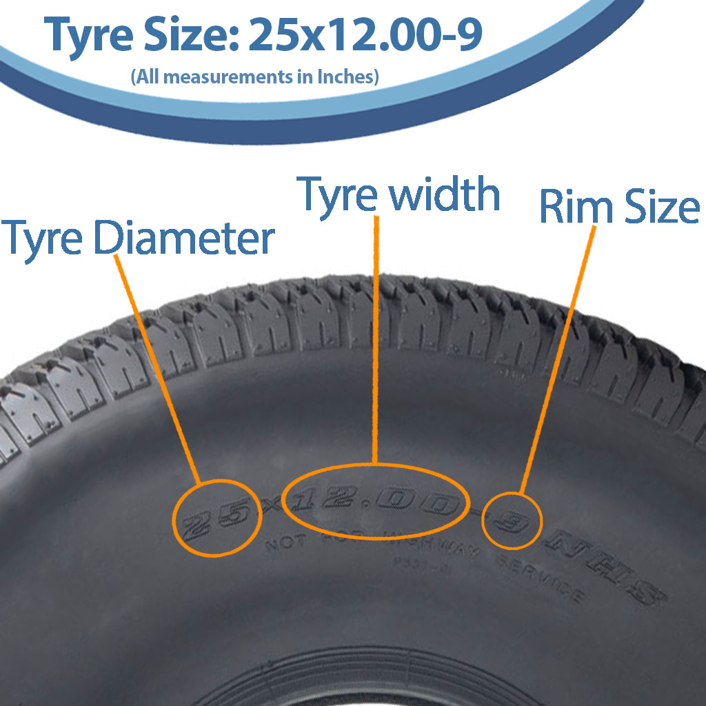 25x12.00-9 4pr Journey P532 grass tyre size with text