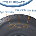 25x12.00-9 4pr Journey P532 grass tyre size with text