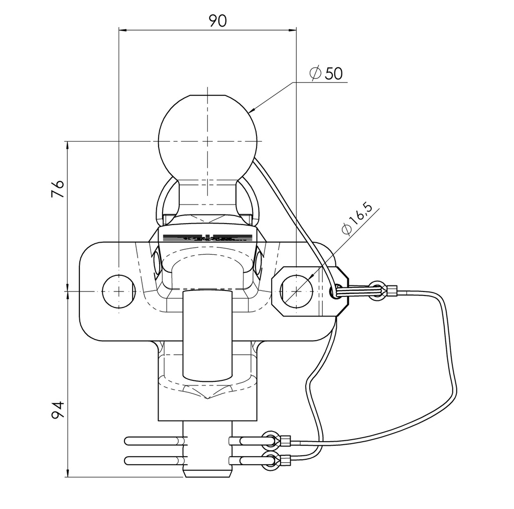 [185002015] Dixon Bate 3500kg Ball & Pin jaw coupling - 2 bolt Spec Drawing 01