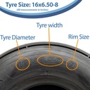 16x6.50-8 6pr Journey P508 rib tyre size with text